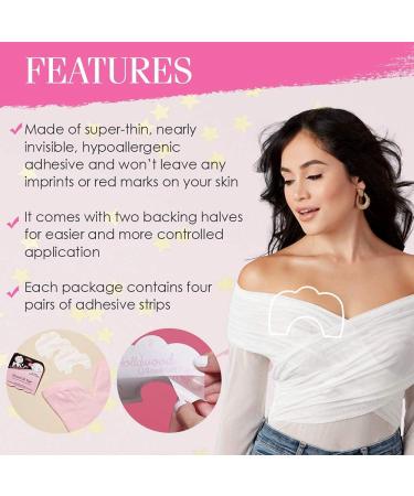Hollywood Fashion Secrets Breast Lift Tape - Clear, 4 Pairs for Instant Lift - Buy Online on GoSupps.com