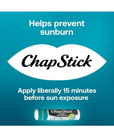 ChapStick Lip Sunscreen Active 2-in-1 Unscented Lip Balm with SPF 25 0.15 Oz Ea - Buy Online on GoSupps.com