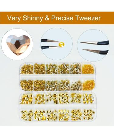 2680 Pcs Champagne Gold Rhinestones Nail Gems for Nail Art Glass Crystals Nail Rhinestones Shiny Assorted Shape Flatback Face Gems with Rhinestones Picker and Tweezers Nail Art Tools - Buy Online on GoSupps.com