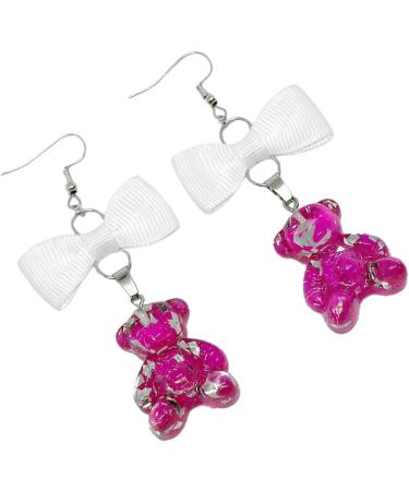 Feyley Fashion Bowknot Earrings | Colorful Resin Dripping Bear Trailer Danglers | Unique Cartoon Sweets Jewelry Gift - Buy Online on GoSupps.com