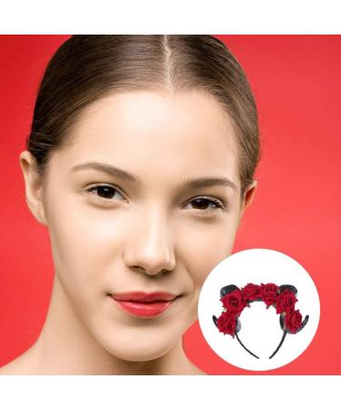 FRCOLOR Horn Flower Headband Headpiece Rose Flower Hair Hoop Headband Mexican Floral Headband Black Halloween Headband for Women Girls(Red) - Buy Online on GoSupps.com