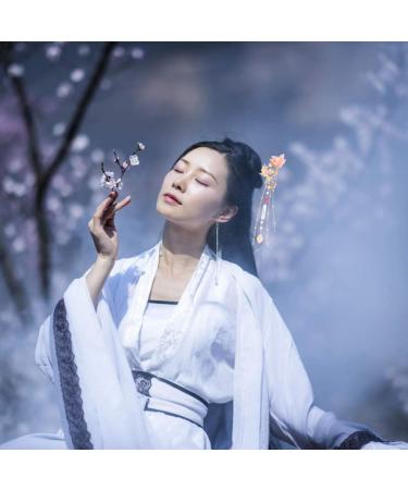 FRCOLOR Pink Pearl Flower Hair Stick Chinese Hair Chopsticks Vintage Long Tassel Hairpin Chignon Chopsticks Hanfu Hair Making Accessories - Buy Online on GoSupps.com