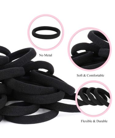 Xcozu 100 Black Hair Ties - Elastic Hair Bobbles for Women Girls & Children - Strong Stretch Bands for Thick Hair (40x8mm) - 1 Pack - Buy Online on GoSupps.com