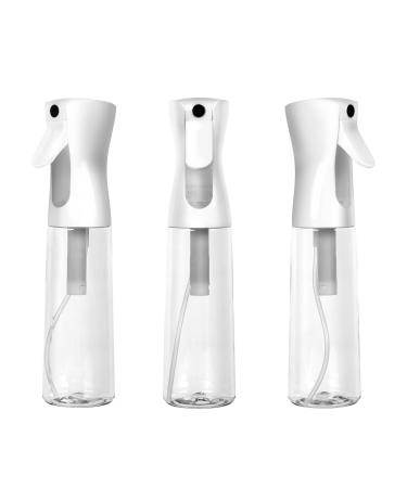 Houseables Continuous Spray Water Bottle, Hair Mist Sprayer, White, 12 Oz, 3 Pack, 10", Ultra Fine, Solvent & BPA Free Clear Plastic, Pressurized Mister, With Pump, For Stylist, Salon, Barber, Plant 12 Ounce Clear