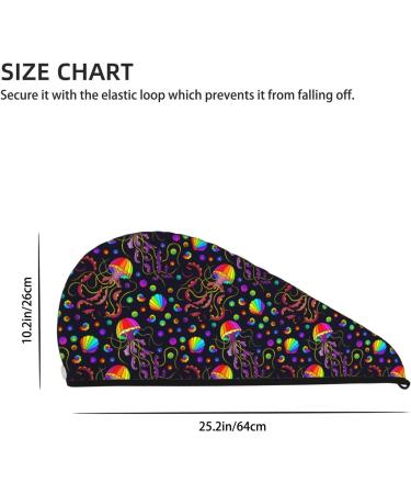 Rainbow Jellyfishes Microfiber Hair Towel - Super Absorbent Coral Velvet Wrap for Long & Curly Hair - Quick Dry Cap for Women - Buy Online on GoSupps.com