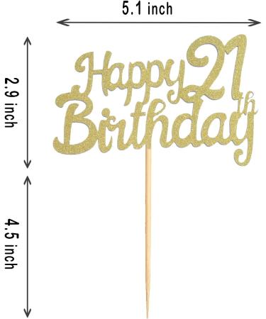 QXY Gold Happy 21th Birthday Cake Topper Birthday Anniverysary Decorations for Birthday Party Supplies - Buy Online on GoSupps.com