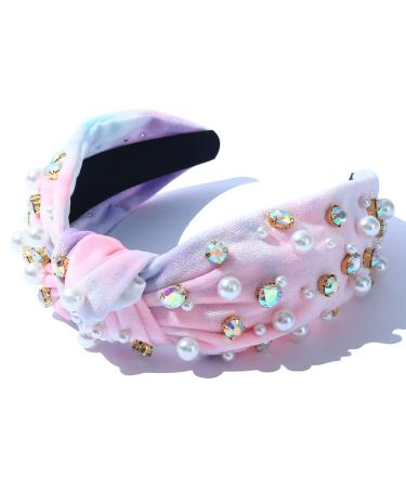 Crystal Embellished Knotted Headbands for Women | Pink & Green Velvet Hair Accessories - Buy Online on GoSupps.com