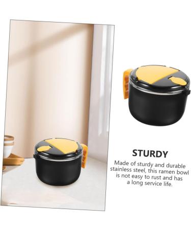 Zerodeko Instant Noodle Bowl Salad Bowl Ramen Soup Bowl with Tableware Insulated Bowl Stainless Steel Gaiwan Black 18.5X14.5CM - Buy Online on GoSupps.com