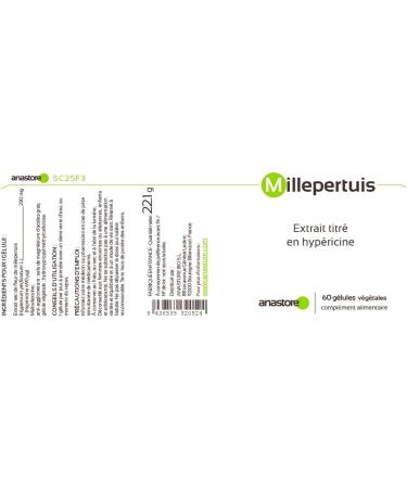 Millerpertuis * Pack 3+1 Free * 230 mg / 240 Capsules * Titled Hypericin Extract * Brain Digestion (gastrointestinal disorders) Emotional Balance. * Made in France - Buy Online on GoSupps.com