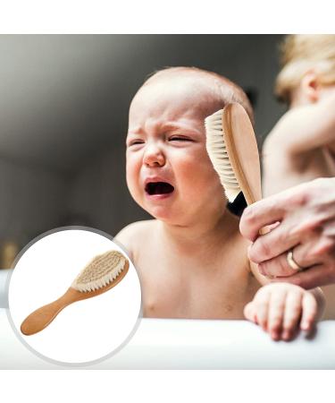 SECFOU Massager Hair Comb for Kids - Natural Wool Toddler Shower Gift | Soft Bath Brush for Cradle Head Massage and Scalp Detangling - Buy Online on GoSupps.com
