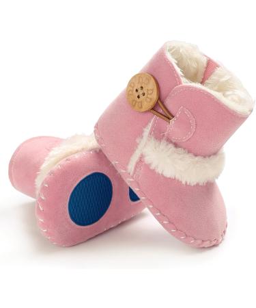 EDOTON Baby Warm Booties with Button Design | Soft Non-slip Sole Snow Boots for 0-6 Months | Pink - Buy Online on GoSupps.com