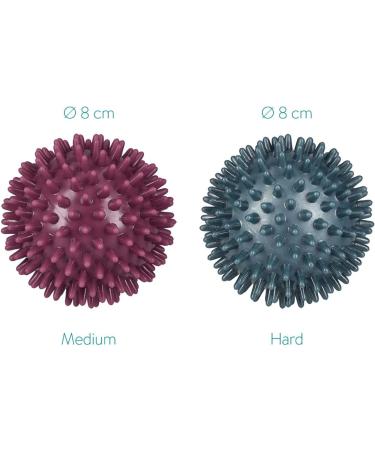 Buy Navaris 2x Hedgehog Massage Balls - Fitness & Balance Relief for Hands Feet & Back - Medium & Hard 8cm in Berry/Petrol - International Shipping Available - Buy Online on GoSupps.com