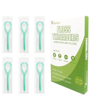 EasyHonor Dental Floss Threaders for Braces, Bridges, and Implants ,Green, 210 Count (6 Pack) floss threaders 210pcs green
