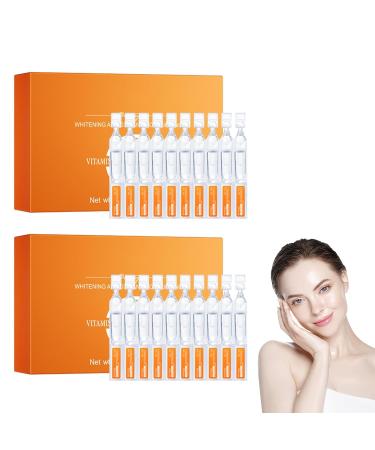 S rums Vitamine C clat Blanc Lot de 2 Bo tes Avec 60 Ampoules Soin Visage clatant et Uniforme Att nue Les Taches Sombres Unifie Le Teint Hydratation Intense Pour Une Peau Lumineuse et Douce