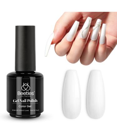 Beetles Gel Nail Polish 1 Pcs 15ml White Color Soak Off Gel Polish Nail Art Manicure Salon DIY Gel Nail Design Decoration at Home Nail Lamp Needed X-White Pearl