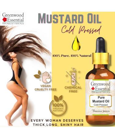 Greenwood Essential Mustard Oil (Brassica Juncea) - Natural Cold-Pressed Therapeutic Quality - Pack of Two (100ml x 2) - Premium International Shipping - Buy Online on GoSupps.com