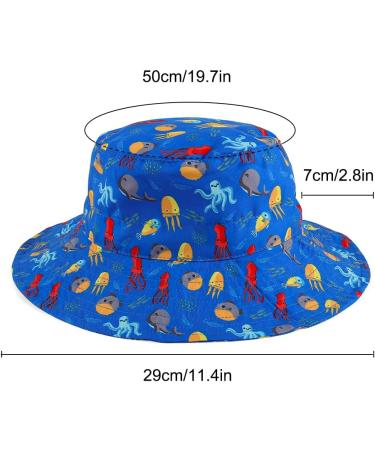 LACOFIA Toddler Baby Sun Hat - Wide Brim Kids Bucket Hat for Outdoor Beach Pool | Adjustable 6-24 Months | Unisex Summer Hat (Blue Octopus) - Buy Online on GoSupps.com