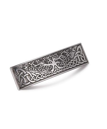 Amaxer Vintage Viking Barrettes for Women Girls Celtic Ancient Nordic Odin's Raven Hair Clips for Thick Thin Hair Vintage French Hair Clips Hair Styling Accessories (Silver-Tree of Life)