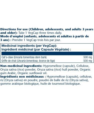 SOLARAY Cat s Claw Bark 500mg | Immune System & Digestion | Uncaria Tomentosa Whole Bark | Dietary Supplement | Vegan Lab Verified | 100 Vegetarian Capsules - Buy Online on GoSupps.com