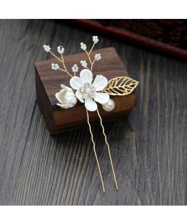 Toyvian Handmade Wedding Hair Comb Clip Set - Bridal Hair Accessories for Brides and Bridesmaids, Floral Girls Hair Piece with Rhinestones (White) - Buy Online on GoSupps.com