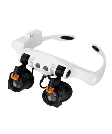 SDADS Headband Magnifier Eye Loupes Eyeglass Style Hands-Free Magnifying Glass Multiple Magnifications with Warm and Cool LED Lights
