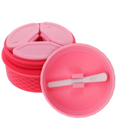 Healeved 1 Set Cream Box Cream Holder Silicone Container Toiletry Container for Travel Lotion Dispenser Jar Travel Cream Jar Cream Jar with Spoon Empty Container Travel Makeup Jar 6.5X6.5X4.5CM Pink