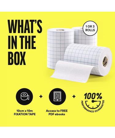 SPORTTAPE Fixation Tape 10cm x 10m - Non-Woven Dressing Retention Tape - Strong Adhesive Fabric - 3 Rolls - Buy Online on GoSupps.com