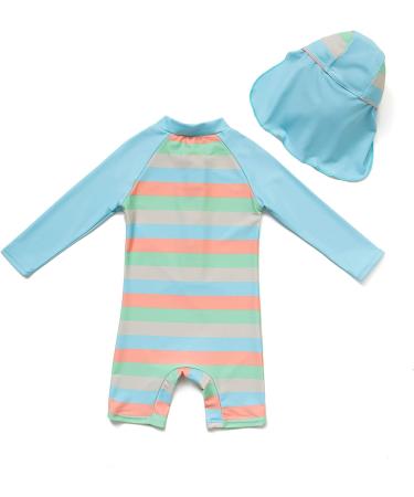 Bonverano Baby Boys Swimsuit/Sunsuit UPF 50+ Sun Protection with Sun Hat - 18 Months (Blue Stripes) - Buy Online on GoSupps.com
