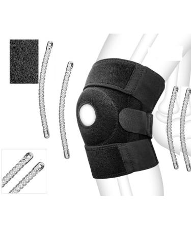 Knee Support with Side Stabilizer Open Patella Design Pain Relief Strength Training Universal Size