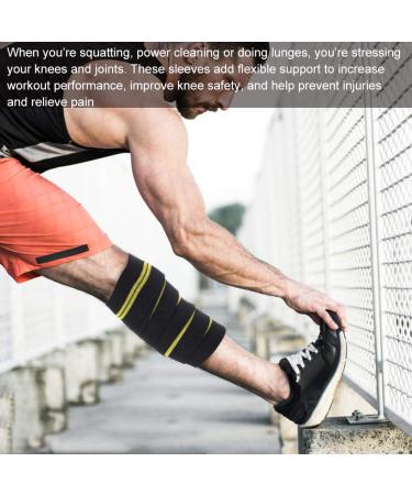 Semme Knee Wraps Compression Elastic Brace for Pain Relief & Support - Black Yellow - Buy Online on GoSupps.com