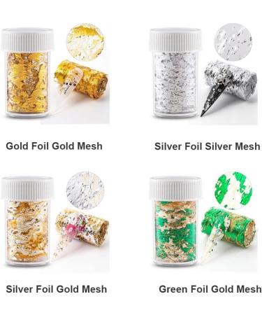 DIY Manicure Confetti Filling Sticker Nail Art Foils Gold Silver Foil Mesh Nail Foils 3D Gold Flakes(Red Foil Gold Mesh) - Buy Online on GoSupps.com