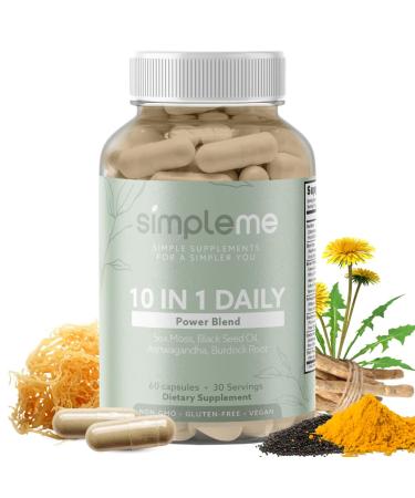 Burdock Root Organic and Bladderwrack 10 in 1 Immunity Booster Power Blend with Irish Sea Moss Ashwagandha and Black Seed Supplement for Men and Women Seamoss Pills Herbal Vegan - 60 Capsules