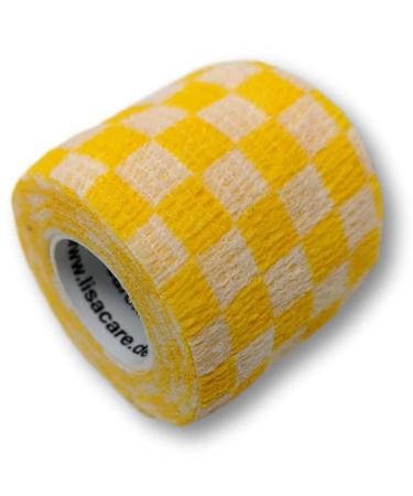 Lisacare combined self -adhering - 12 rolls 5cm wide - Mulle association for pets & horses - waterproof & elastic - huge color & motif selection (Karo yellow) Karo yellow 12 -set set