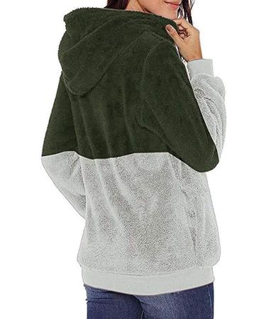 Bigfanshu Womans Fall Clothes Oversized Warm Zipper Hoodies Casual Loose Pullover Hooded Sweatshirt Green - Buy Online on GoSupps.com