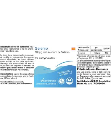 Selenium 100 g selenium yeast - 90 tablets - highly dosed - vegan - bioavailable supplements from Germany | Vitamintrend - Buy Online on GoSupps.com