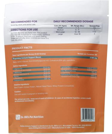 Dr. Bills Feline Immune Support Supplement - Boost Cat's Immune System with Colostrum, Beta Glucan, and Essential Nutrients - 60 Capsules - Buy Online on GoSupps.com