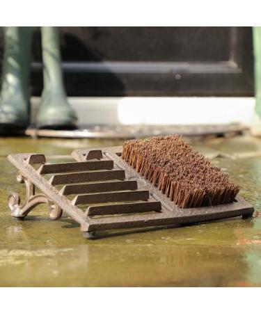 Double Boot Brush: Heavy Duty Recycled Cast Iron Scraper with Coir Fibre Bristles - Free Standing Cleaner - Buy Online on GoSupps.com