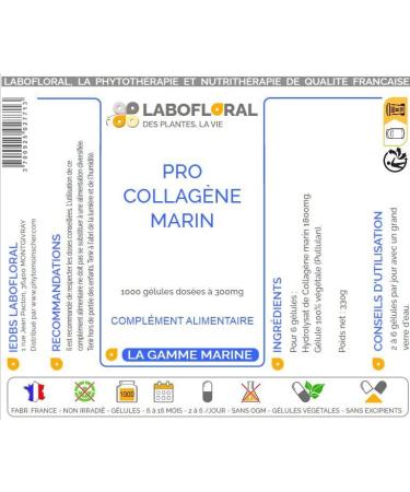 Pro Marine Collagen Labofloral 1000 Capsules with a Strength of 300 mg Food Supplement Joints Skin Beauty Made in France - Buy Online on GoSupps.com