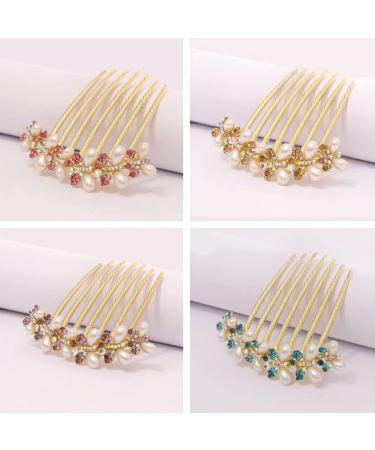 Hair Combs Slides Hair Comb Clips for Women Hair Piece Pins with Pearl Rhinestones Hair Accessory - Buy Online on GoSupps.com