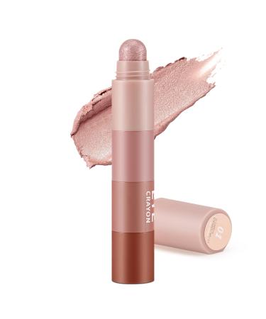 Apooliy 4 Color Eyeshadow Pencil Glitter Eyeshadow Stick Creamy Matte Eye Shadow Pen Face & Eye Highlighter Pen Highly Pigmented Crayon Nude Eyeshadow 1#