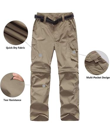Boys Convertible Hiking Pants | Lightweight Quick Dry Zip Off | UPF 50+ Cargo Trousers Khaki 12-14 Years - Buy Online on GoSupps.com