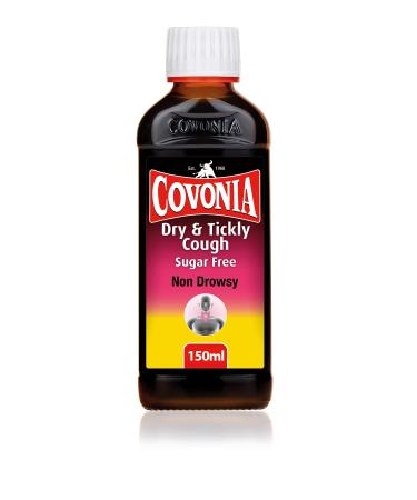 Covonia Dry & Tickly Cough Sugar Free Oral Solution 150ml soothing relief or irritating dry coughs and sore throats 150 ml (Pack of 1)