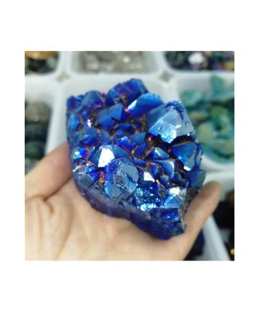 Room Decoration Beautiful Natural Amethyst Cluster Aura Crystal Electroplating Titanium Quartz Cluster Stone Natural Quartz Crystal Gift (Color : Light Green Size : 150-200g) 150-200g Light Green