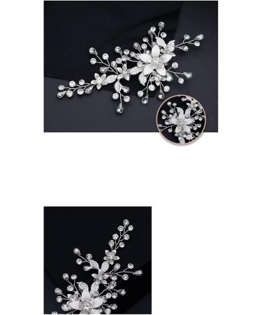 BSLVWG Flower Bride Wedding Hair Comb Slides Silver Crystal Hair Piece Bridal Hair Accessories for Women and Girls - Buy Online on GoSupps.com