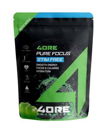 4ORE Nutrition | Pure Focus 2OSRV Golfers Hydration Stick Pouch - STIM-Free Electrolyte Boost for Peak Performance - Convenient On-The-Go Hydration Solution - Green Apple