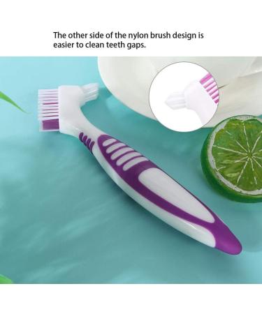 2pcs Double Bristle Head Denture Cleaning Brush Set - Portable Ergonomic Toothbrush for Denture Care and Retainer Cleaning - Buy Online on GoSupps.com