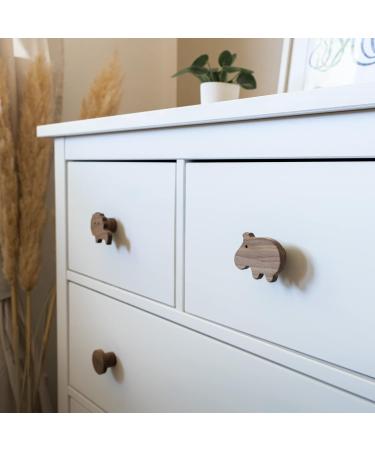 PLT 4-Piece Animal Handle Set - Untreated Walnut Knobs for Children's Furniture | Cute Elephant Lion Hippo Giraffe Designs | Perfect Gift Idea - Buy Online on GoSupps.com