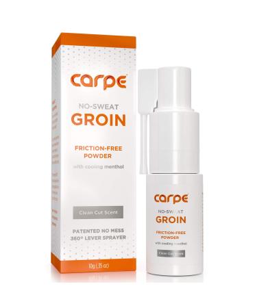 Carpe No-Sweat Groin Powder with Cooling Menthol 700+ Pumps per Bottle Friction-Free No Chafing No Mess 360 Degree Lever Sprayer for Precise Application