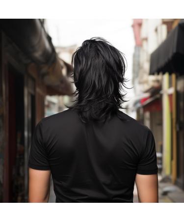 BERRYLION Men's Pop Rock Mullet Wig - Fancy Dress Wig for Adults - 70s/80s Style in Black - Buy Online on GoSupps.com