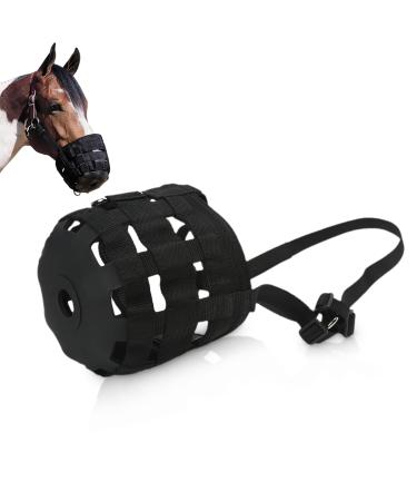 Elprico muzzle for grazing horses easy to breathe against bite muzzle for horses adjustable durable with large holes against bite muzzle for horses